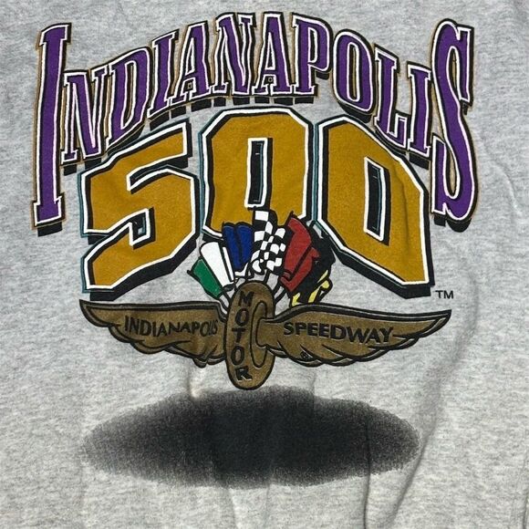 Vintage Logo7 Indianapolis 500 Crewneck Sweatshirt Men's XL Gray Pullover - Picture 4 of 4